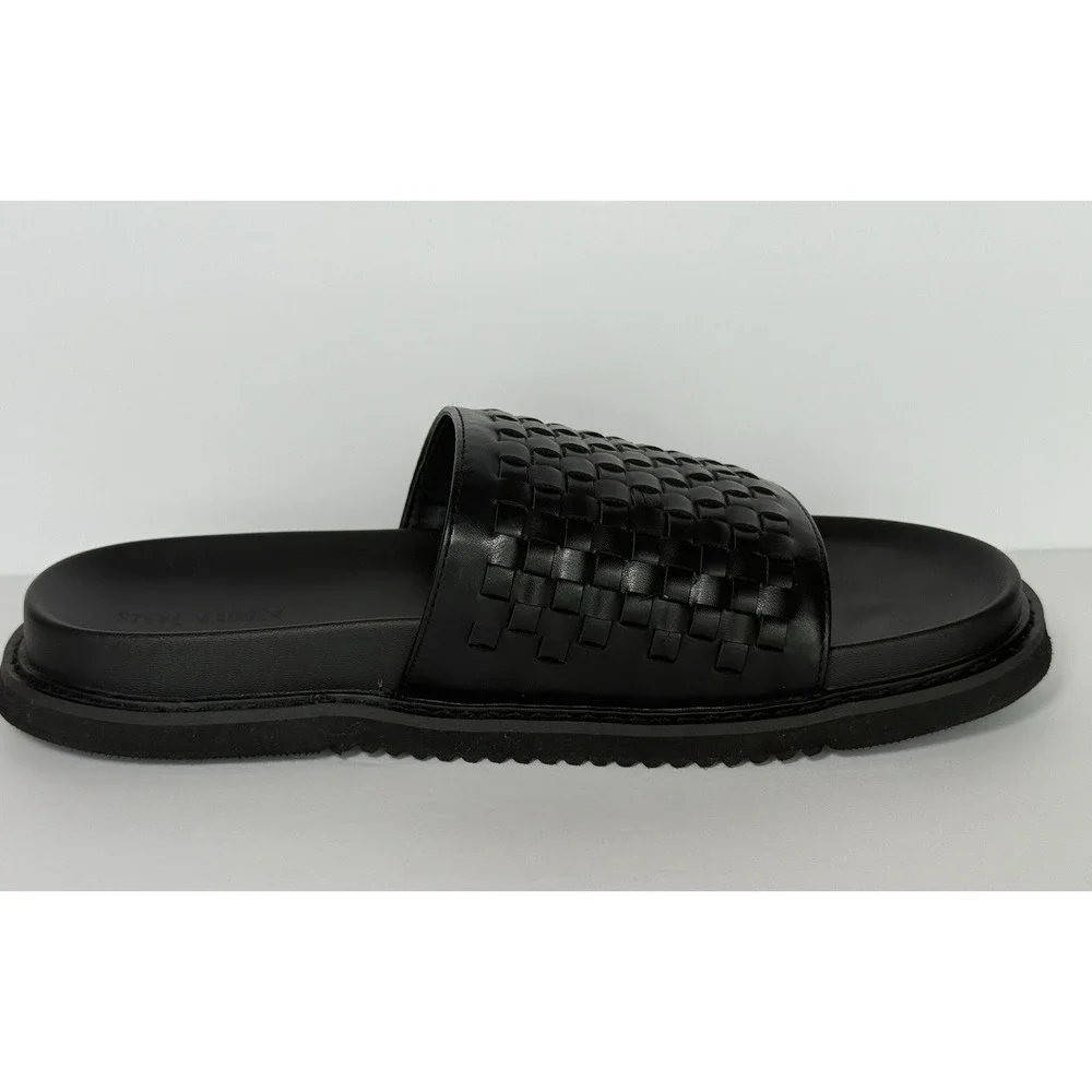 Steve Madden P-ONYX Black Woven Slide Sandals Men's Size 11M EUC Comfort Travel